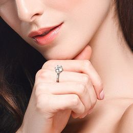 PT950 banhado 100% 925 prata 2-4 anel de casamento de colorido Droisanita Solitaire Promise Promise para mulheres Presente de jóias de noivado