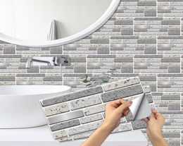 Wall Stickers Grey Mosaic Brick Self Adhesive Tile Sticker Kitchen Backsplash Bathroom Waterproof Wallpaper PVC Removable DIY Art 5037013