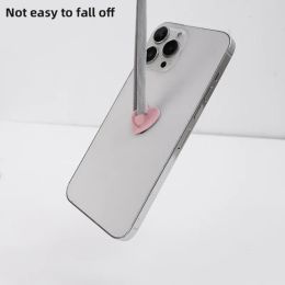 Mini Kawaii Metal Heart Phone Charm Holder Cute Mobile Phone Case Adhesive Finger Ring Stand Hooks Buckle Clasp Accessories 2023