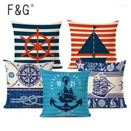 Pillow Customized Pillowcases Nautical Stripe Life Buoy Anchor S Cover El Linen Ocean Home Decorative Throw