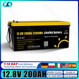 New Lifepo4 200Ah Battery Pack 12V 12.8V DIY 24V 48V Rechargeable Batteri Pack Cell EV RV Golf Carts Solar Energy Storage System