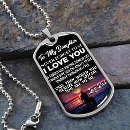Pendant Necklaces Text Print Dog Tag Enamel Stainless Steel Necklace Anniversary Graduation Party Birthday Gift From Dad To Daughter