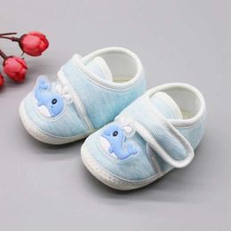 First Walkers Baby Boys and Girls Cartoon Pattern Casual Cotton Shoes Preschool Stripe Soft Sole Shoes First Walker 0-18M d240525