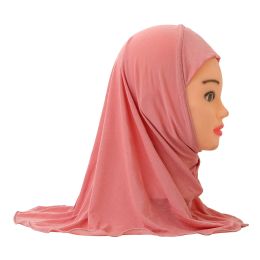 H061 Linda menina pequena lisa hijab simples hijab chapéu feminino pode caber 2-6 anos meninas