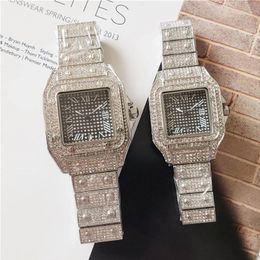 Luxurs Lovers Square Wristwatches com Diamond Men Women Women Designer Watches Couples Full Iced Out Watch for Roman Number Hour Mark G 231W