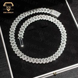 Hip Hop Rapper Style Sier Necklace Iced Out 8Mm 10Mm 12Mm 14Mm Fashion Moissanite Cuban Link Chain