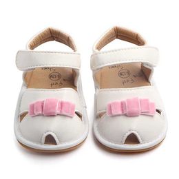 First Walkers Summer baby shoes girls sandals breathable and non slip bow diaper toe sandals soft soles toddlers first walker 0-18 months old d240525