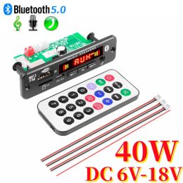 DC 12V 18V Bluetooth 5.0 MP3 Decoding Board 40W Amplifier Audio DIY MP3 Player Car FM Radio Module TF 3.5mm Mic USB Record Call