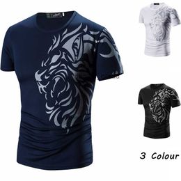 Tattoo Printed Short Sleeves Crew Neck Men T shirts Summer Casual Daily Wear Clothing Black White Navy