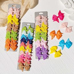 10pcs/set Cute Bows with for Girls Grosgrain Ribbon Clip Hairgrips Barrettes Kids Simple Hairpin Hair Accessories