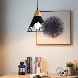 Modern Wood Pendant Lamps Lampshade E27 Hanging Lights Ceiling Chandelier Industrial Living Room Bedroom Kitchen Decor Lighting