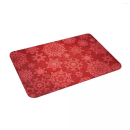 Carpets Christmas Red Snow 24" X 16" Non Slip Absorbent Memory Foam Bath Mat For Home Decor/Kitchen/Entry/Indoor/Outdoor/Living Room