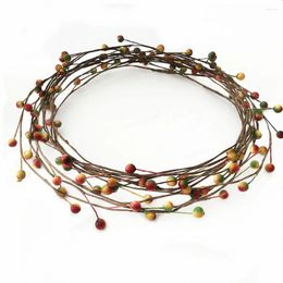 Decorative Flowers 5pcs 300cm Artificial Colour Berries Garland Rattan Hand Woven Wreath Wedding Home Party Hanging Ornament Wall Window