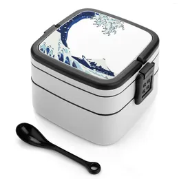 Dinnerware The Big Wave Double Layer Bento Box Lunch Salad Ocean Japan Personalized Office Worker Container