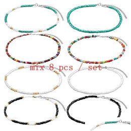 Chokers Choker Fashion Simple Sweet Colorf Beaded Charming Necklace For Women Bohemia Acrylic Seed Beads Strand Accessories Drop Deliv Dhnod