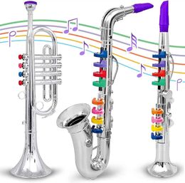 Baby Music Sound Toys Childrens toy clarinet wind and brass instruments for young children toy childrens clarinet with 8 Colour coding keys for teaching songs T240524