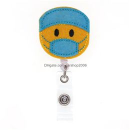 Key Rings Fashion Blue Pink Nurse Retractable Holiday Felt Id Badge Holder Reel With Alligator Clip For Gift Drop Delivery Jewellery Dhdv0