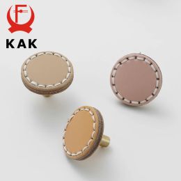 KAK Colourful Leather Cabinet Knobs and Handles for Kids Room Copper Kitchen Handle Cupboard Door Pulls Drawer Knobs Hardware