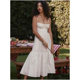 Basic Casual Dresses White Broderie Anglaise Sundress Women Elegant Holiday Beach Wear Summer Midi Dress Drop Delivery Apparel Womens Dhyhl