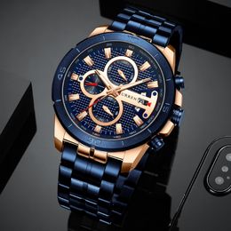 CURREN Business Men Watch Luxury Brand Stainless Steel Wrist Watch Chronograph Army Military Quartz Watches Relogio Masculino 285t