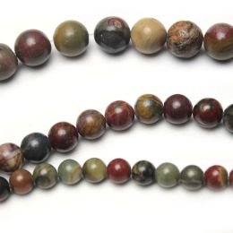 Natural Stone Beads Red Picasso Jasper Loose Round Beads 4 6 8 10 12mm for Jewelry Making Needlework DIY Bracelet Strand 15"
