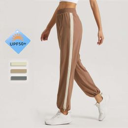 Lu Align Leggings Gym Workout UV Protection UPF 50+ Loose Workout Fiess Sports With Pockets High Waist Casual Yoga Pants For Women Streetwea