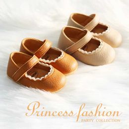 First Walkers New Baby Shoes Baby Boys and Girls Shoes Leather Rubber Soles Non slip First Step Infants Baby Crib Shoes Newborn Girls Mocha Casino d240525