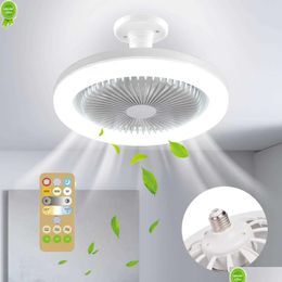 Other Home & Garden New 30W Ceiling Fan With Lighting Lamp E27 Converter Base Remote Control For Bedroom Living Silent Ac85-265V Drop Dhq9R