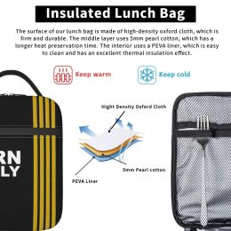 Custom Born To Fly Captain Stripes Flight Pilot Lunch Bag Women Cooler Thermal Insulated Lunch Box for Kids School