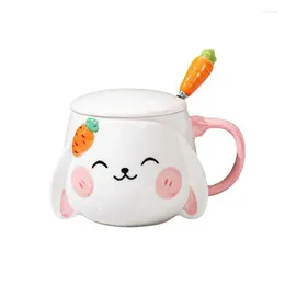 Mugs Porcelain Designed Breakfast Milk Cup With Lid And Carrot Spoon Coffee Mug Household Drinking Water Ceramic Decor