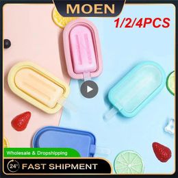 Baking Moulds 1/2/4PCS Silicone Ice Cream Mould With Cover And Stickers Lovely Heart Ice-lolly Popsicle Creams Maker Tools Party