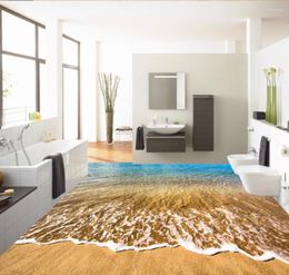 Wallpapers Beautiful Scenery Seascape Beach Spray 3D Floor Stereo Painting Wallpaper Waterproof