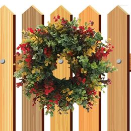 Decorative Flowers Autumn Wreath 13 Inch Artificial Fall For Front Door Thanksgiving Harvest Window Wall Decorations Orange