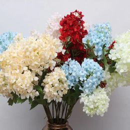 Decorative Flowers Three Branches One Piece Artificial Silk Flower Hydrangea Classical Design Bridal Bouquets For Wedding Decoration 10 PCS