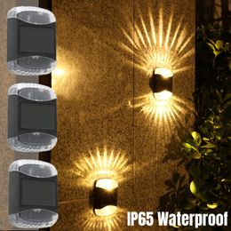 LED Solar Wall Lamp Waterproof Outdoor Garden Wall Light Solar Powered Lamp Up And Down Luminous Yard Porch Balcony Decoration