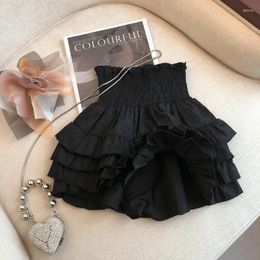 Skirts Summer Skorts For Women Ruffel Elastic Waist Skort Kawaii Mini Skirt Y2k 2024 Falda Cake Black