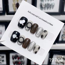 Party Favour 10 Pcs Hand Made Short Square Press On Nails With Design Gift Ideas Y2K Korean Style Sweet Finger False Nail Tips Drop