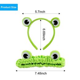 Funny Frog Makeup Headband For Women Wide-brimmed Elastic Hairbands Cute Girls Soft Plush Wash Face Hair Bands Hair Accessories