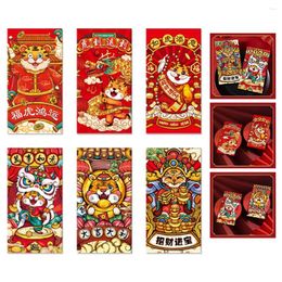 Gift Wrap Chinese Year Red Envelopes 2024 Zodiac Tiger Hong Bao Cartoon Lucky Money Packets For Spring Festival