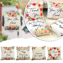Pillow Summer Linen Printed Alphabet Flower Pillowcase Home Bedroom Sofa Cover Stay Cool Working Wheels
