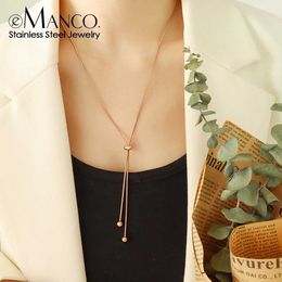 Pendant Necklaces EManco Personalised Snake Chain Adjustable Y Necklace Clavicle Pendant Stainless Steel Necklace Womens Holiday Gift S2452599 S2452466