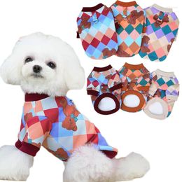 Dog Apparel Pet Clothes Winter Rhombus Hoodies Coat Warm Pullover Tshirt Puppy Cat Sweatshirt Sweater For Small Dogs Chihuahua Yorks