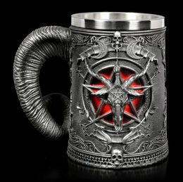 Halloween Coffee Cup Stainless Steel Beer Cup Skull Knight Tank Creative Viking Tea Cup Bar Decoration Vintage Dragon Resin 240521