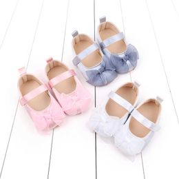 First Walkers Baby Girl Mary Jane Apartment Princess Bow Knot Cute Preschool Tulle Dress Shoes Non slip Crib Shoes Baby First Walking Shoes d240525
