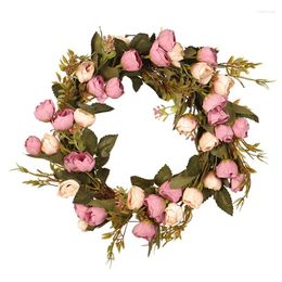 Decorative Flowers -Artificial Rose Flower Wreath With Elegant For Front Door Wedding Birthday Party Wall Window Home Decor