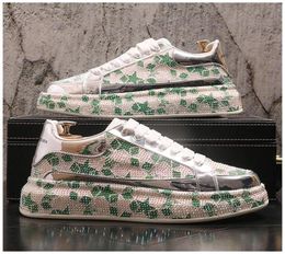 European Rhinestone Men Driving Party Wedding Shoes Luxury Designer Fashion Embroidered Casual Sneakers Hip Hop Male Platform Flat6228478