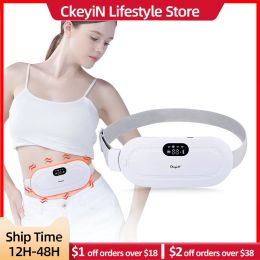 CkeyiN Electric Abdominal Massager Period Pain Relief Device USB Rechargeable Heated Vibrator Massage Belt For Menstrual Cramps