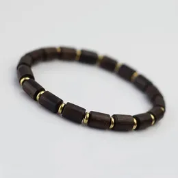 Strand Natural Agarwood 8M Barrel Wooden Buddha Beads Black Old Materials Single Ring Bracelet With Shape Men And Women