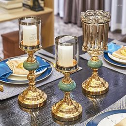 Candle Holders Luxury Glass Holder Wedding Decoration European Style Romantic Moroccan Decorative Candelero Home Decor BC