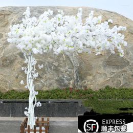Decorative Flowers 2m Artificial Cherry Blossom Tree Plastic Topiary White Flower Fake Wedding Table Centrepieces For Decoration